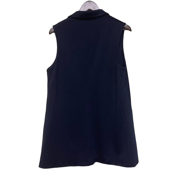 The Limited Solid Navy Blue Duster Vest Cardigan Sleeveless Long Women's Medium - Picture 4 of 9